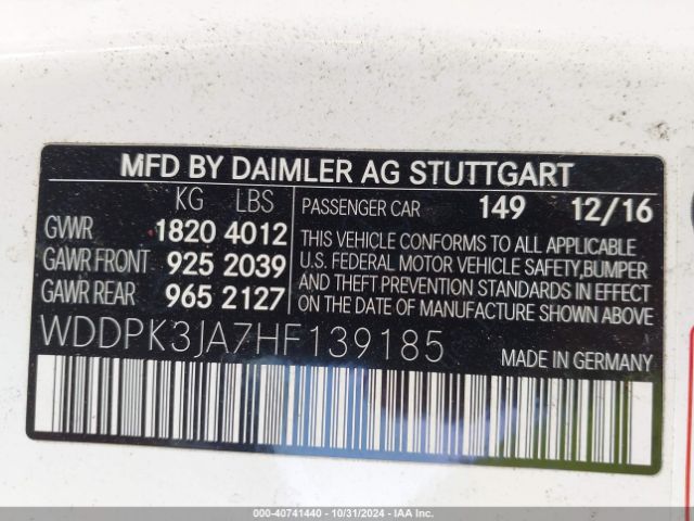 WDDPK3JA7HF139185 Mercedes-Benz Slc 300