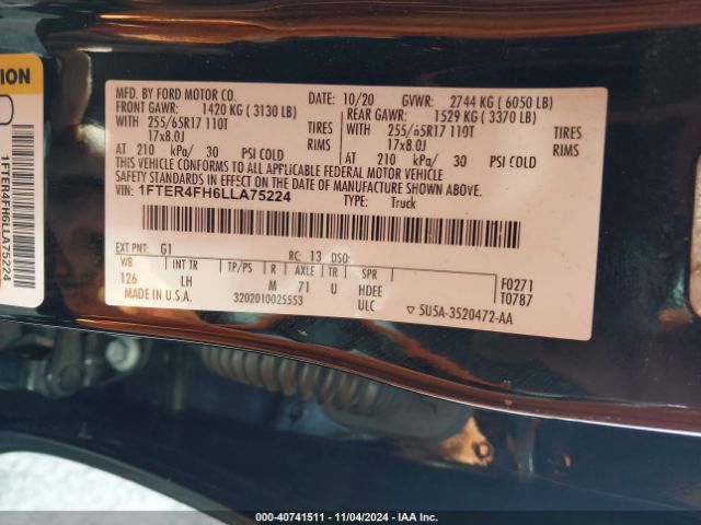 1FTER4FH6LLA75224 Ford Ranger Xlt