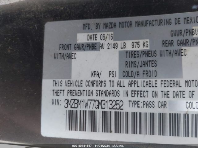 3MZBM1W77GM313252 Mazda Mazda3 I Touring