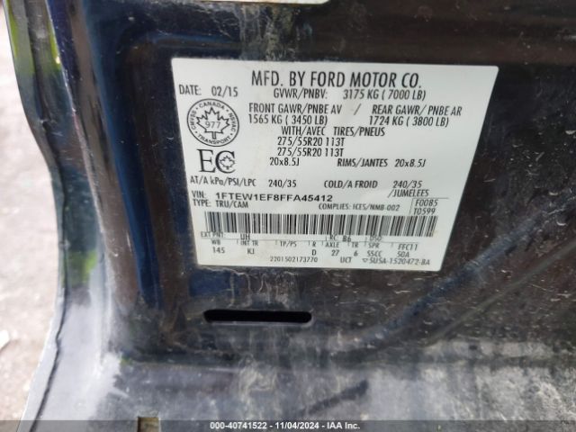 1FTEW1EF8FFA45412 Ford F-150 King Ranch