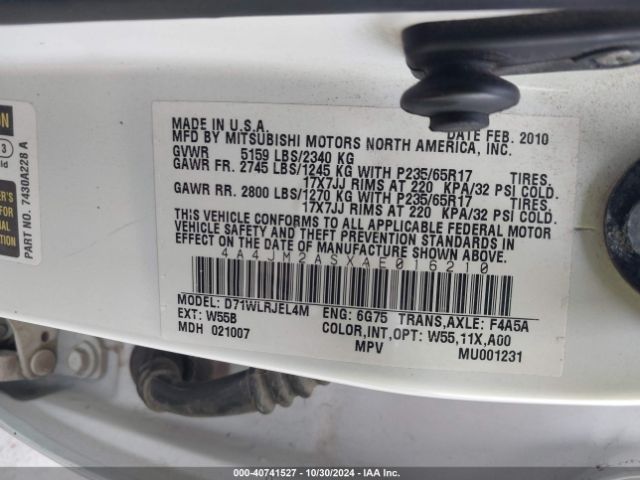 2010 MITSUBISHI ENDEAVOR 4A4JM2ASXAE016210 Photo 8