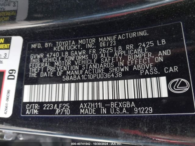 58ABA1C10PU036438 Lexus Es 300h F Sport Handling