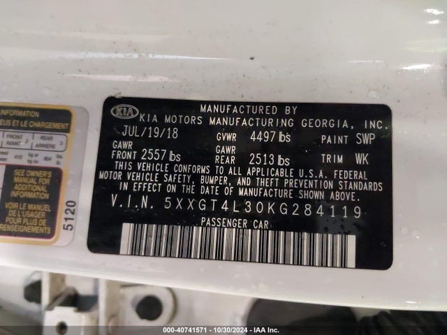 5XXGT4L30KG284119 KIA OPTIMA LX/S