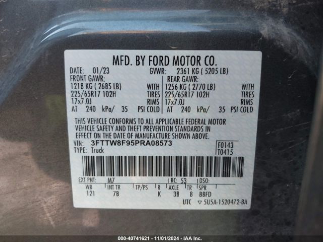3FTTW8F95PRA08573 Ford Maverick Xlt