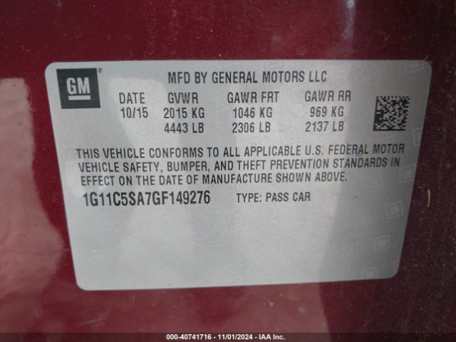 1G11C5SA7GF149276 Chevrolet Malibu Limited Lt