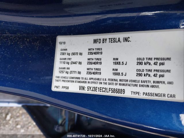 5YJ3E1EC2LF586889 Tesla Model 3 Performance Dual Motor All-wheel Drive