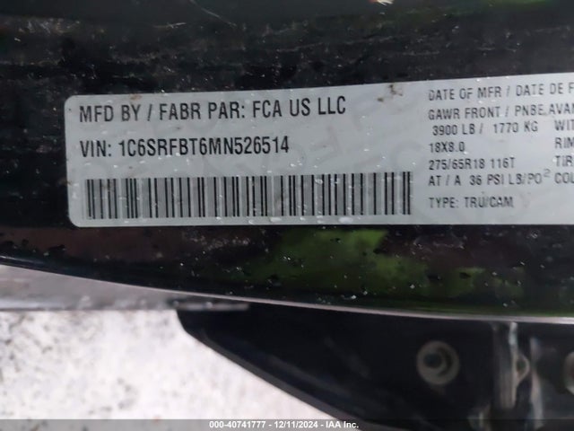 RAM 1500 Big Horn 2021 1C6SRFBT6MN526514 Image 9