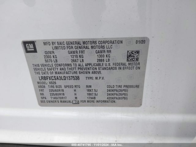 Buick Envision Fwd Essence 2020 LRBFXCSA3LD137538 Image 9