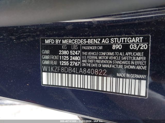 W1KZF8DB4LA840822 Mercedes-Benz E 350