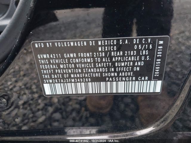 3VW2K7AJ3FM349269 Volkswagen Jetta 2.0l S