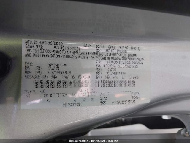 1FADP3F24GL295254 Ford FOCUS SE