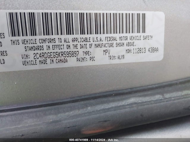 Dodge Grand Caravan Gt 2019 2C4RDGEG5KR595897 Image 9