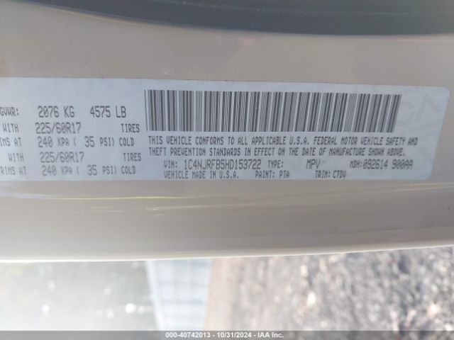 1C4NJRFB5HD153722 Jeep Patriot Latitude 4x4