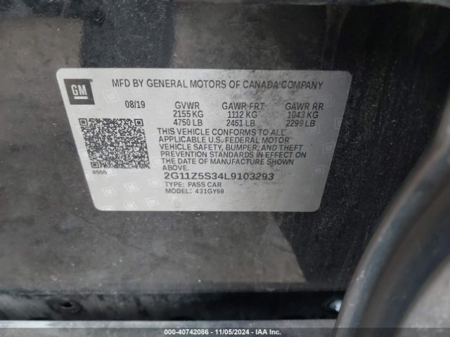 2G11Z5S34L9103293 Chevrolet Impala Fwd Lt