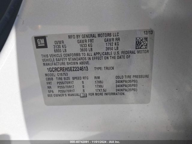 1GCRCREH5EZ224613 Chevrolet Silverado 1500 1lt