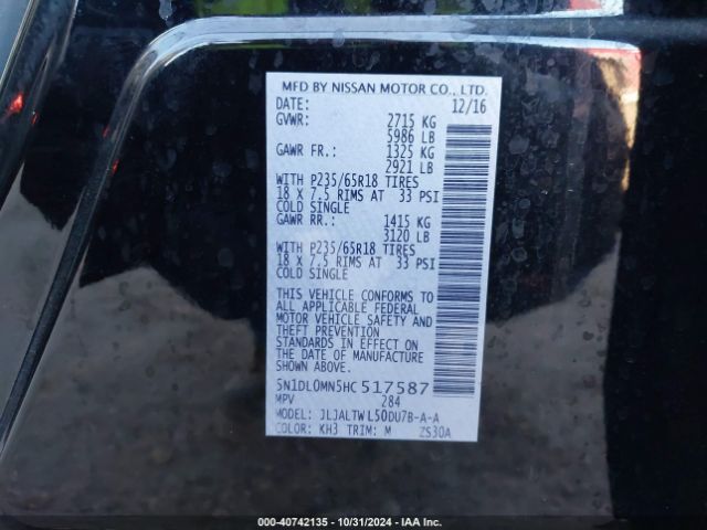 5N1DL0MN5HC517587 Infiniti QX60