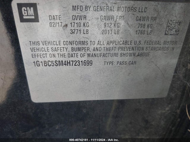 Chevrolet Cruze Ls Auto 2017 1G1BC5SM4H7231699 Image 9