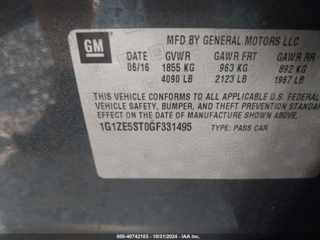 1G1ZE5ST0GF331495 Chevrolet MALIBU 1LT