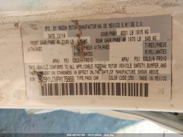 3MZBM1U7XFM175868 Mazda Mazda3 I Sport