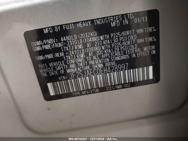 JF2SJAEC0EH428997 Subaru Forester 2.5i Premium