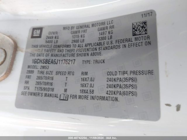 1GCHSBEA6J1176217 Chevrolet Colorado Wt