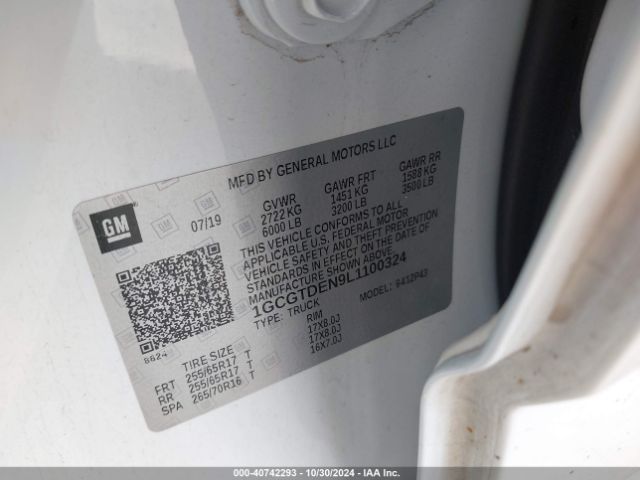 1GCGTDEN9L1100324 Chevrolet Colorado 4wd  Short Box Z71