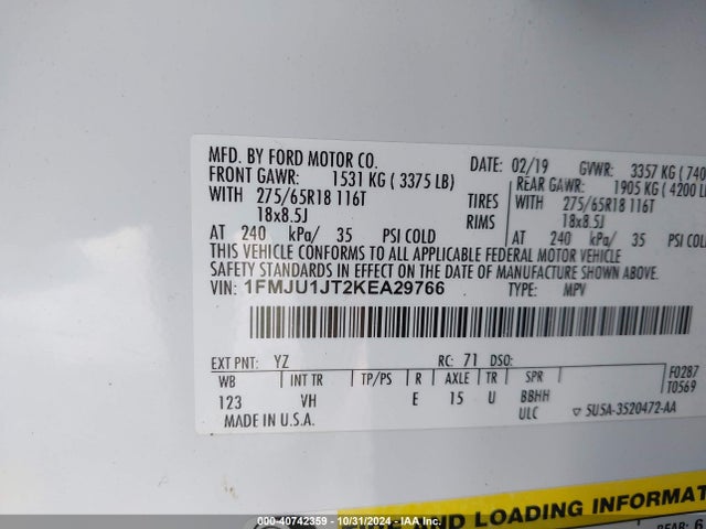 Ford Expedition Xlt 2019 1FMJU1JT2KEA29766 Image 9
