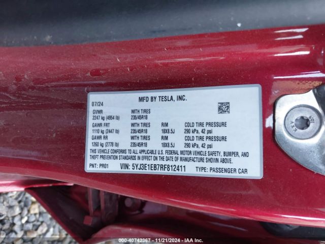 5YJ3E1EB7RF812411 Tesla Model 3 Long Range Dual Motor All-wheel Drive