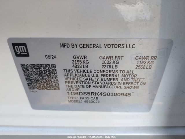 1G6DS5RK4S0100945 Cadillac Ct5 Premium Luxury