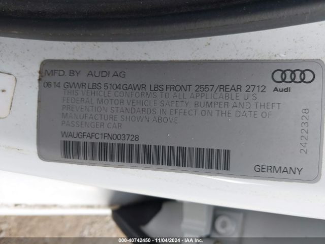 WAUGFAFC1FN003728 Audi A6 2.0t Premium