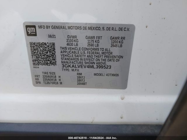 3GKALVEV4ML399523 GMC Terrain Awd Slt