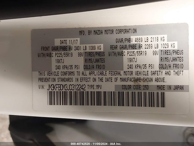 Mazda Cx-5 Grand Touring 2018 JM3KFBDM3J0312242 Image 9