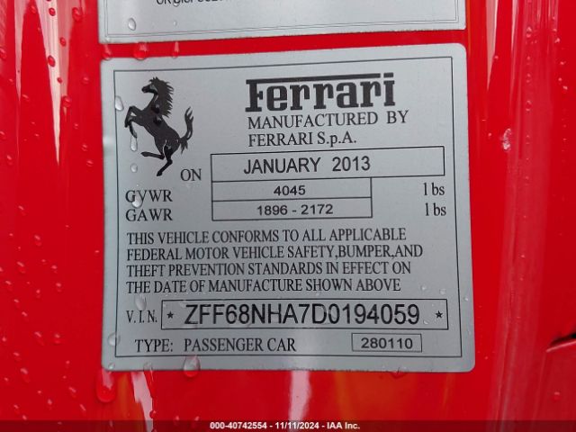 2013 FERRARI 458 SPIDER ZFF68NHA7D0194059 Photo 8
