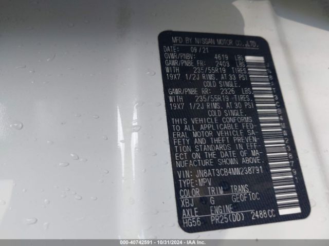 JN8AT3CB4MW238791 Nissan Rogue Sl Intelligent Awd