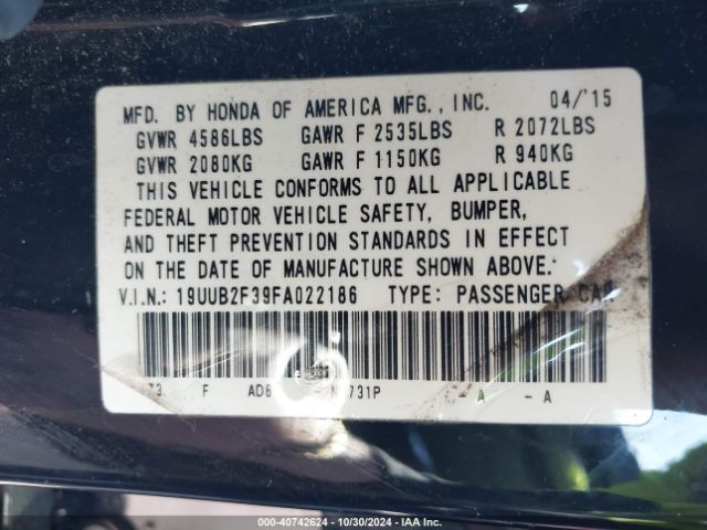 19UUB2F39FA022186 Acura Tlx V6