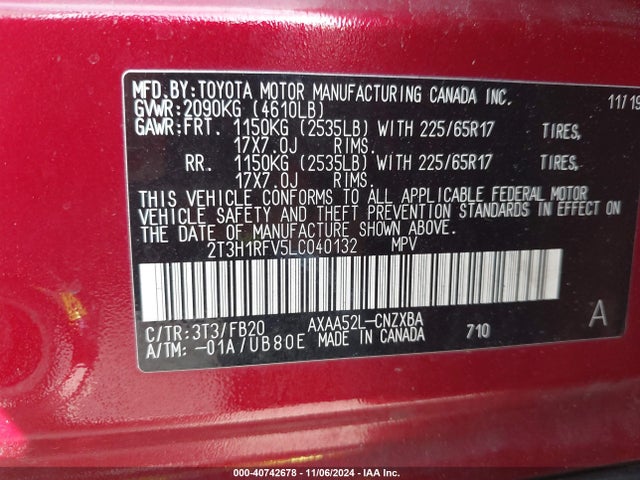 Toyota RAV4 LE 2020 2T3H1RFV5LC040132 Image 9