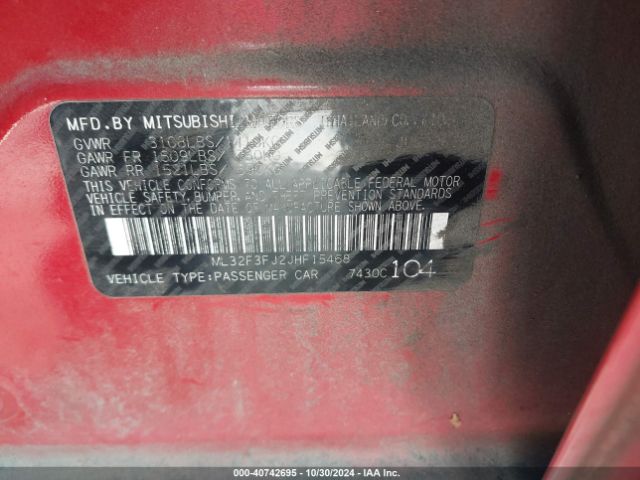 ML32F3FJ2JHF15468 Mitsubishi Mirage G4 Es