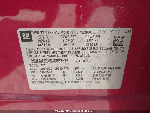 Chevrolet EQUINOX LT 2018 3GNAXJEV5JS557675 Image 9
