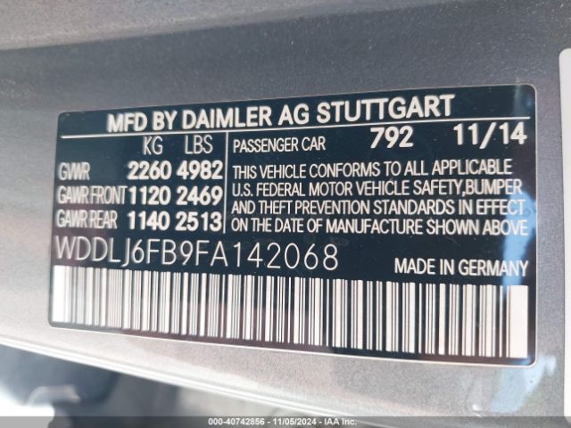 WDDLJ6FB9FA142068 Mercedes-Benz Cls 400
