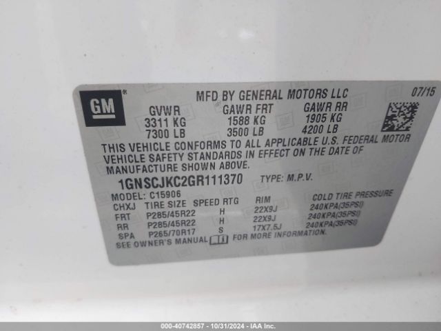 1GNSCJKC2GR111370 Chevrolet Suburban Ltz