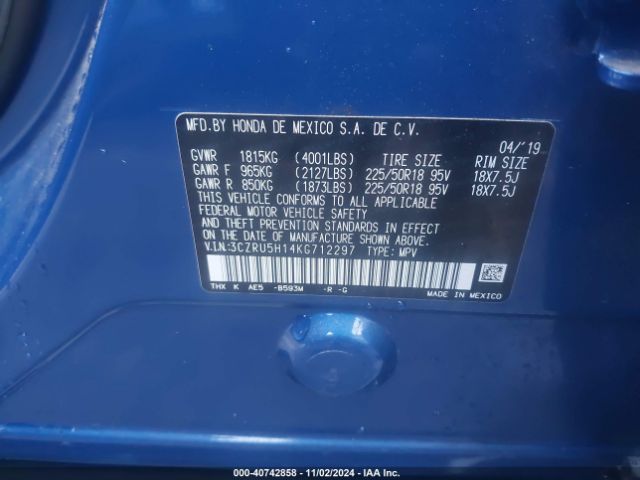 3CZRU5H14KG712297 Honda HR-V SPORT
