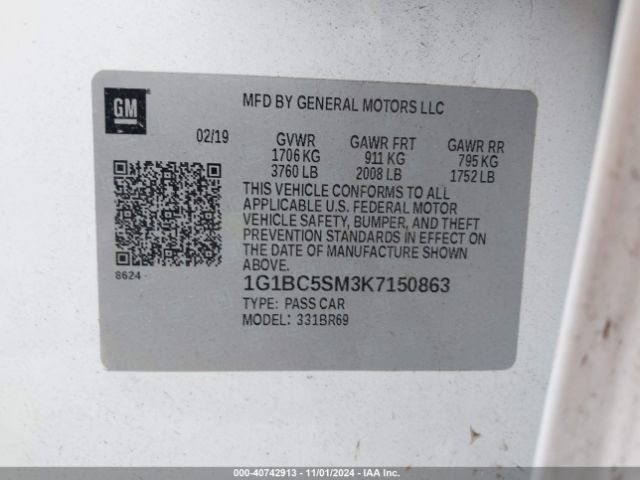 1G1BC5SM3K7150863 Chevrolet CRUZE LS