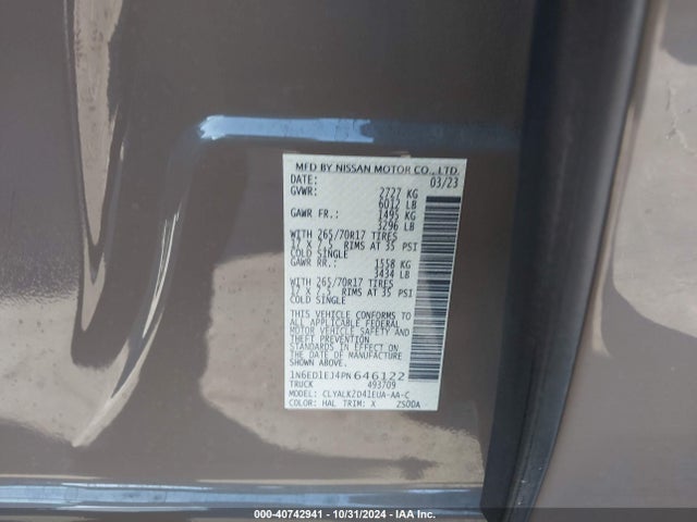 Nissan Frontier Pro-x 4x2 2023 1N6ED1EJ4PN646122 Image 9