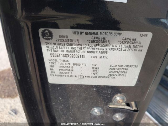 2009 SAAB 9-7X 5S3ET13SX92802115 Photo 8