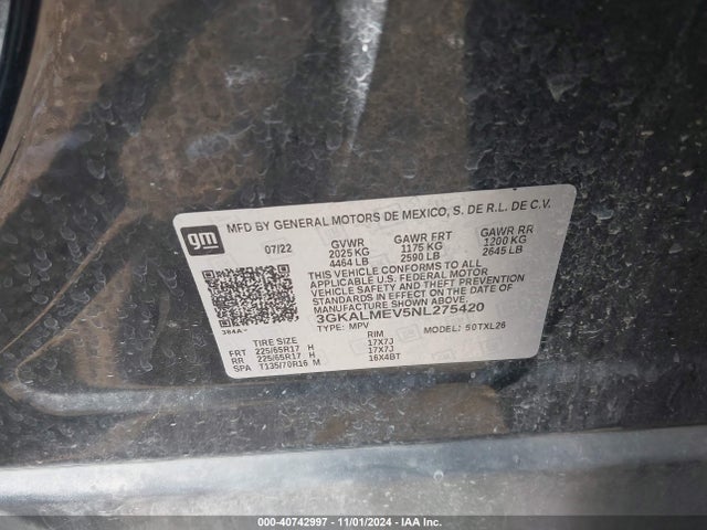 3GKALMEV5NL275420 GMC Terrain Fwd Sle
