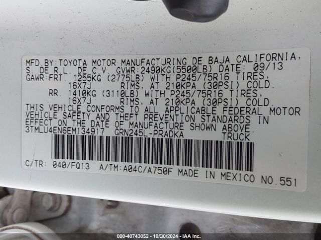 3TMLU4EN6EM134917 Toyota Tacoma Base V6