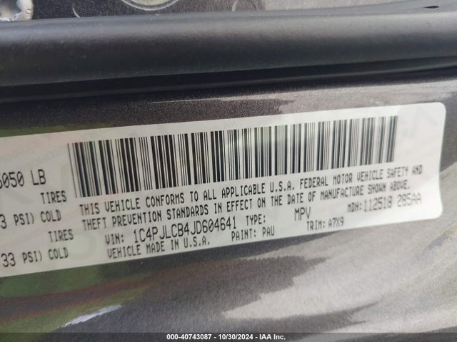 1C4PJLCB4JD604641 Jeep Cherokee Latitude Tech Connect Fwd