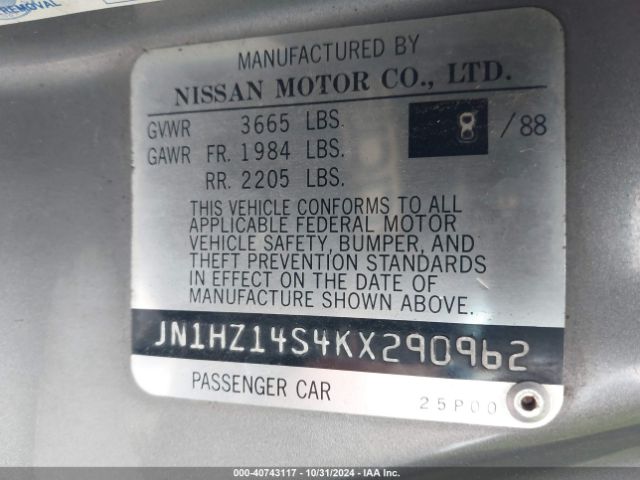 1989 NISSAN 300ZX JN1HZ14S4KX290962 Photo 8