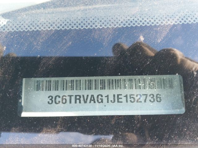 3C6TRVAG1JE152736 RAM Promaster 1500 Low Roof 136 Wb