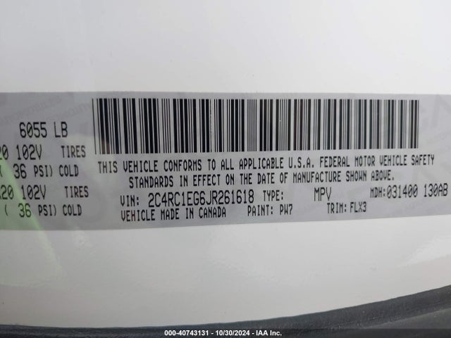 Chrysler Pacifica Touring L Plus 2018 2C4RC1EG6JR261618 Image 9